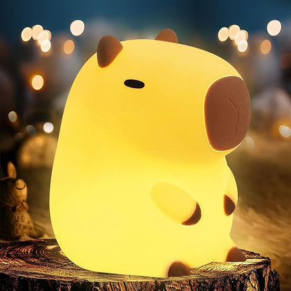 Capybara Night Light, Cute Squishy Lamp Capybara Gifts, Rechargeable Dimmable Animal Silicone Nightlight, Kids LED Capybaras Light, Light Up Capybaras Toy Stuff, Boys Girls Room Dorm Décor