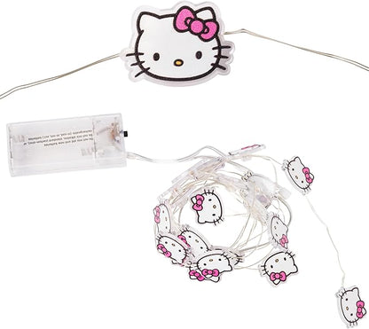Silver Buffalo Hello Kitty Face with Pink Bow 20ct Decorative String Lights, 7 Feet Long, Battery Powered (Batteries Not Included), Pink LED, Indoor Use Only