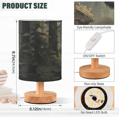 Bedside Table Lamp Forest Dinosaurs Animal Nightstand Lamp with Wood Desk Lamps for Bedroom Living Room Nursery Office Home Decor