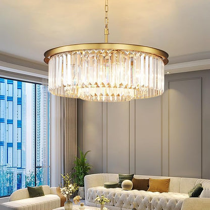Copper Crystal Chandeliers Modern Contemporary Ceiling Lights Fixtures Mini Chandelier 3-Tier 8 Lights Pendant Lighting Dining Room Living Room Chandelier D22(Copper)