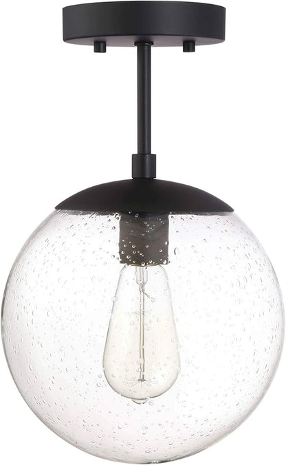 Design House Gracelyn 1-Light Dimmable Semi-Flush Ceiling Light, Clear Seedy Glass, Matte Black, 588517