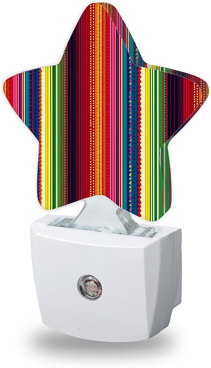Mexico Stripes Night Light for Kids,Retro Colorful Stripes Night Lights Plug Into Wall, Lightweight Dusk to Dawn Light Sensor Warm Nightlights for Girls Boys Bedroom Nursery Basement