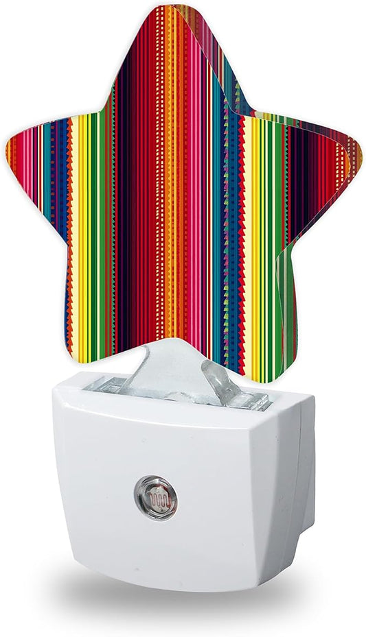 Mexico Stripes Night Light for Kids,Retro Colorful Stripes Night Lights Plug Into Wall, Lightweight Dusk to Dawn Light Sensor Warm Nightlights for Girls Boys Bedroom Nursery Basement