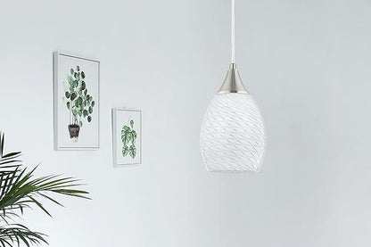 Glassland Pendant Light, 1 Light Kitchen Lighting in Brushed Nickel with White Glass, ETL Listed