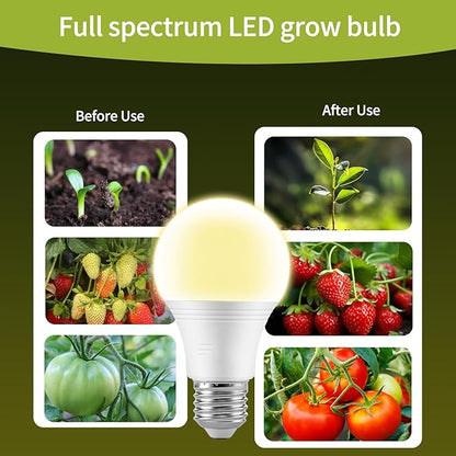 GT-Lite 48 Pack LED Plant Grow Light Bulbs Full Spectrum with 13.09 PPF, A19, E26 Base for Indoor Outdoor Plants