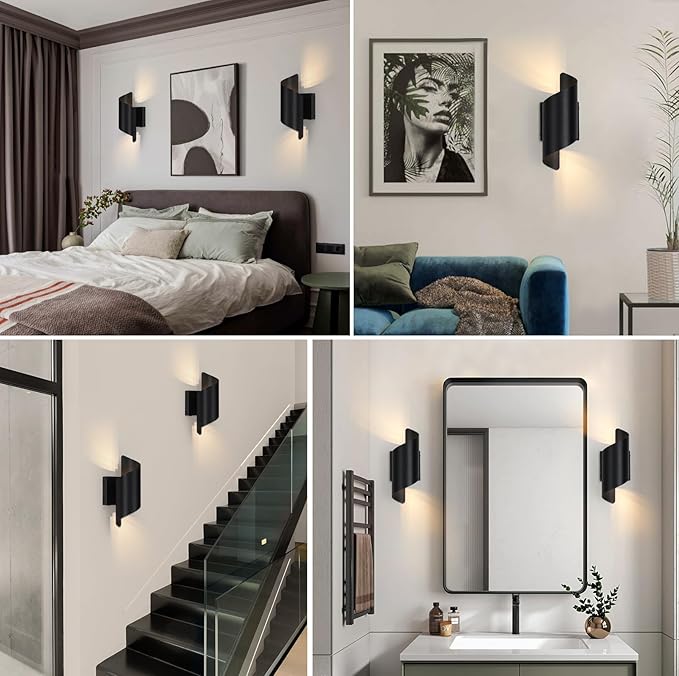 2 Packs Modern Wall Light Battery Operated Wall Sconces,Black Wireless Wall Lamp with Remote, Rechargeable Cordless Wall Sconce USB Charging for Bedroom Living Room Hallway (1 Pack)