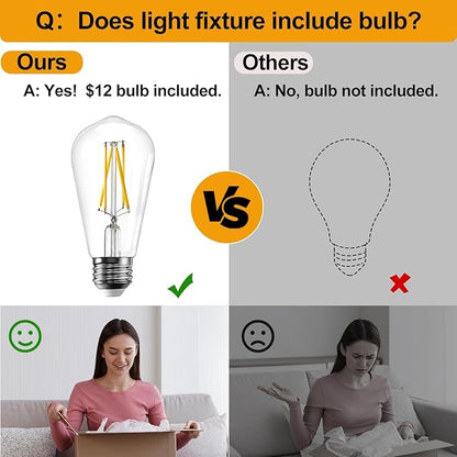Industrial Semi Flush Mount Ceiling Light Oil Rubbed Bronze, 800 Lumen LED Bulb Included, Clear Glass Shade Ceiling Light Fixture, Light Fixture for Hallway Bathroom Bedroom, Hanging Light Fixtures