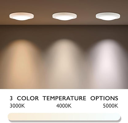 Design House 588160 Paxton Modern Integrated LED Disk Light Indoor/Outdoor Ceiling Flush Mount Dimmable with White Lens Shade for Bathroom Entryway Living Room, White, Satin Nickel
