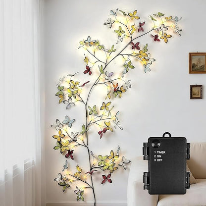 Bexdir Lighted Willow Vine 6FT, Enchanted Willow Vine Lights Battery Operated with Butterfly Decoration Plug in, Vine Lights for Wall Chirstmas Holiday Fireplace Decor