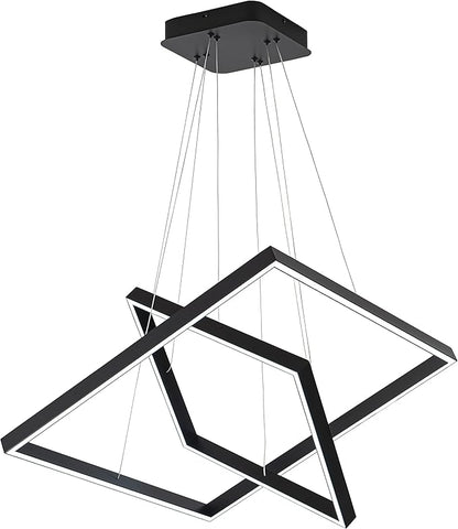 Modern Square LED Chandelier Lighting, Square LED Pendant Ceiling Light Fixture, Dimmable Contemporary Chandelier for Living Dining Room, Bedroom