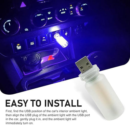 Car USB Atmosphere Lamp, 5V Touch Control Frosted Retro Bottle Interior Ambient Lights, Portable Plug-in LED Bulb Night Lights, Universal Decoration Lamps for Cars, Bedrooms (Blue)