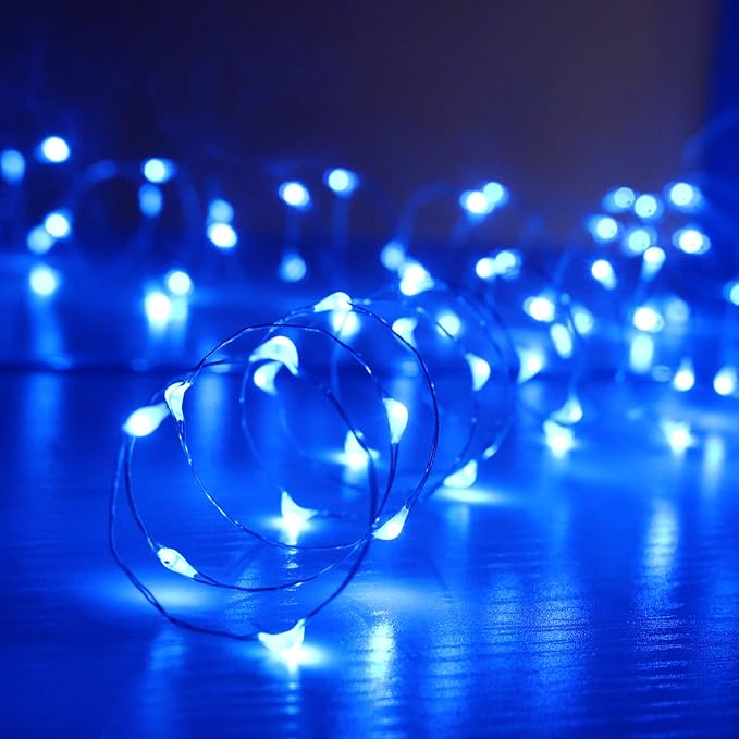 6 Pack Fairy Lights Battery Operated No Remote LED Starry String Lights 30 Micro Starry LEDs on 10ft Copper Wire Light for DIY Wedding Centerpiece Table Decorations (Blue)