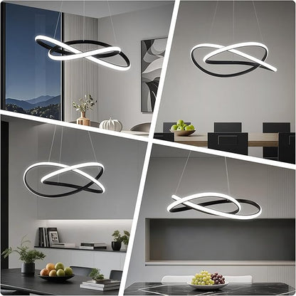 Modern Chandelier Dimmable Pendant Light Fixture,5CCT/2700K/3000K/3500K/4000K/5000K ,Adjustable Modern LED Chandeliers for Dining Room Kitchen Entryway Living Room Bedroom (Black-5CCT, 20 Inches)