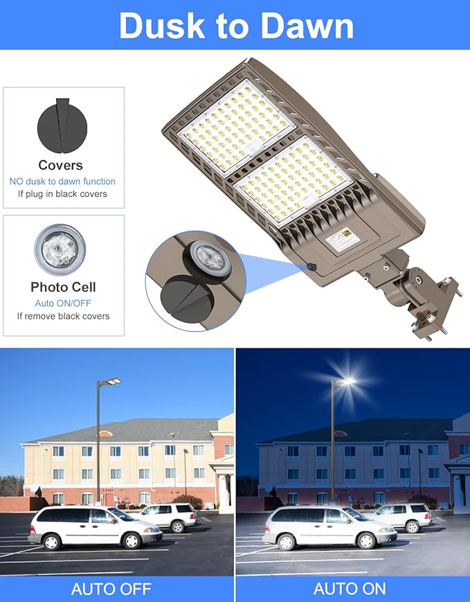 KUKUPPO 320W LED Parking Lot Light 48000LM Dusk to Dawn, UL Listed Industrial Grade LED Shoebox Parking Pole Light 5000K IP65 Outdoor Commercial Area Lighting Arm Mount 100-277VAC