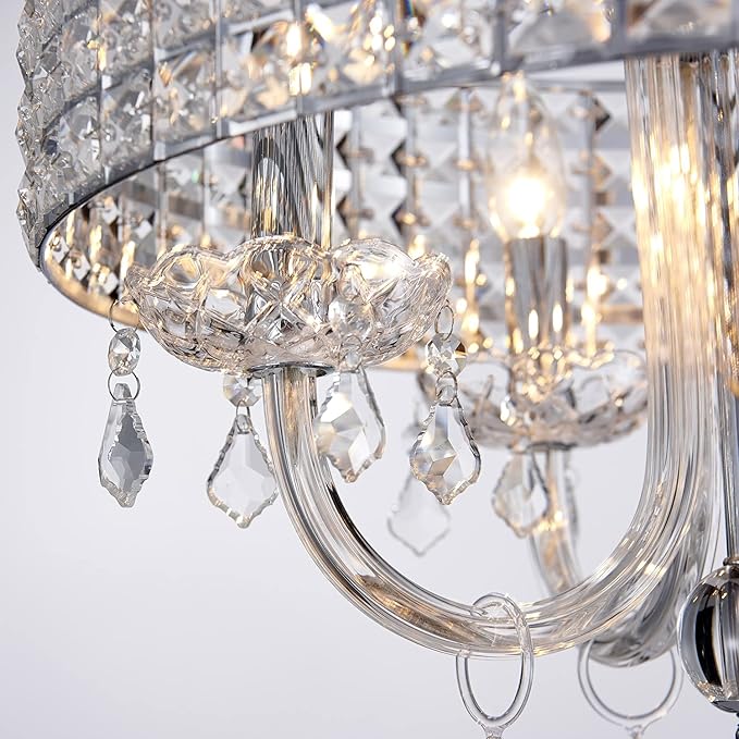 Saint Mossi 4-Lights K9 Crystal Chandelier Modern Chandelier Light Fixture, Crystal Pendant Light Fixture Modern Ceiling Light Fixtures,H17 x D18,Chain Adjustable