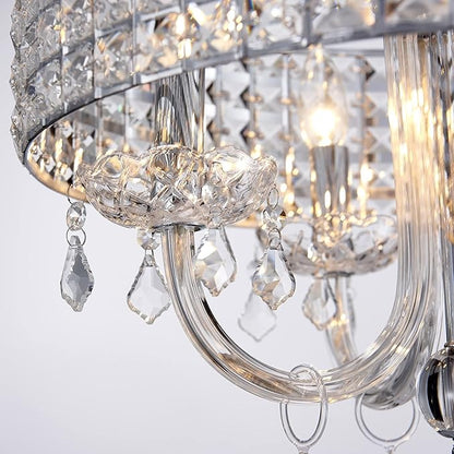 Saint Mossi 4-Lights K9 Crystal Chandelier Modern Chandelier Light Fixture, Crystal Pendant Light Fixture Modern Ceiling Light Fixtures,H17 x D18,Chain Adjustable