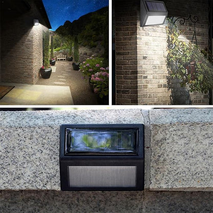SRDHIN Solar Fence Lights Outdoor,Waterproof Solar Stair Step Deck Lights Wireless for Patio Garden Backyard Garage Driveway ﻿ (Cool White, 6-Pack)