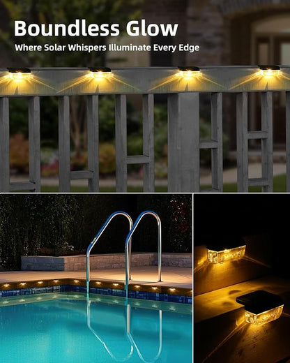 Herzila 16 Pack Solar Fence Lights, Waterproof Outdoor Solar Step Lights Fence Lights Solar Powered for Outside, Step, Fence, Deck, Stair, Pool and Yard, Warm White
