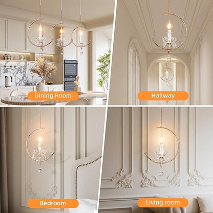 Modern Pendant Lights Kitchen Island : K9 Crystal Candle Pendant Light Fixture - 1 E12 Bulb Vintage Lighting Chandeliers for Dining Room Bathroom Bedroom Living Room Entryway