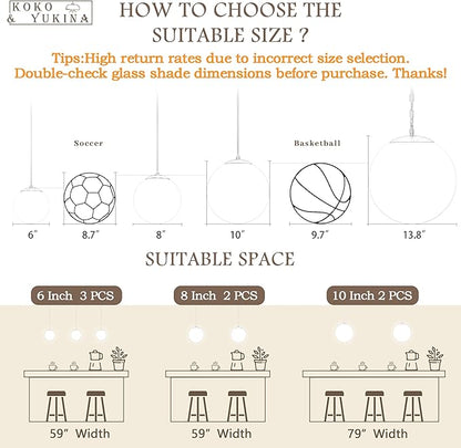 KoKo&Yukina 6-inch mini Modern Globe Pendant Light Clear Glass with Black Finish Contemporary Mid Century Adjustable Hanging Light Fixture for Living Room Bedroom Kitchen Island (Bulb Incl.)