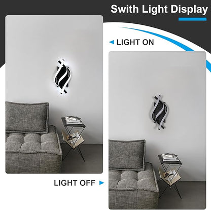 DELIPOP Wall Sconces, Spiral Modern LED Wall Sconce Lighting, 21W 6500K Cool White Indoor Wall Light Wall Light Fixtures, Acrylic LED Wall Lamp for Bedroom Bathroom Living Room Hallway Balcony