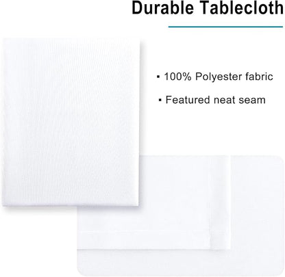 Hiasan White Rectangle Tablecloth - Waterproof Washable Polyester Fabric Table Cloth for Buffect Dining Birthday Party Wedding, 70 x 108 Inch