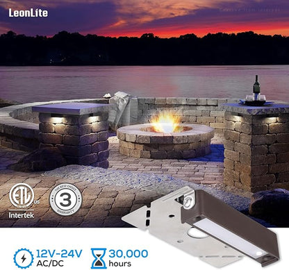 LEONLITE 4 Inch LED Hardscape Lighting, Update Retaining Wall Lights, LED Landscape Lighting, 12-24V AC/DC Paver Light Low Voltage, 1W/2W/3W Dimmable Outdoor Step Lights, 5000K Daylight, ETL, 4 Pack