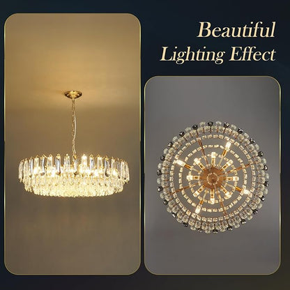 31.5" Gold Crystal Chandeliers Modern3-Tier Luxury Crystal Pendant Light Ceiling Pendant Lighting for Dinning Room Living Room Foyer