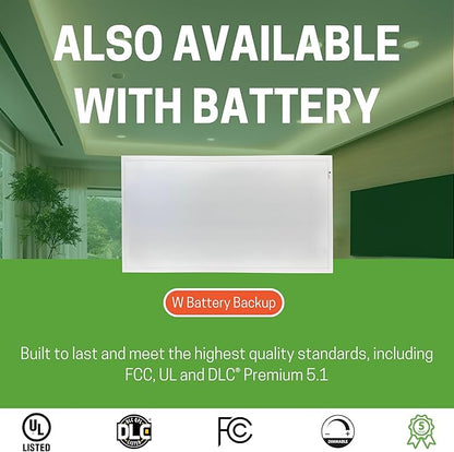 E2 LIGHTING 2x4 LED Flat Panel Light, 5 CCT Tunable 35-65K, 5 Wattage Adjustable 30-72W, 0-10V Dimming, 4 Pack |