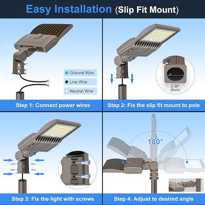 KUKUPPO 200W LED Parking Lot Light Power Adjustable, UL Listed LED Shoebox Parking Pole Light 30,000LM Commercial 5000K IP65 Waterproof Outdoor Area Lighting with Slip Fitter 100-277VAC