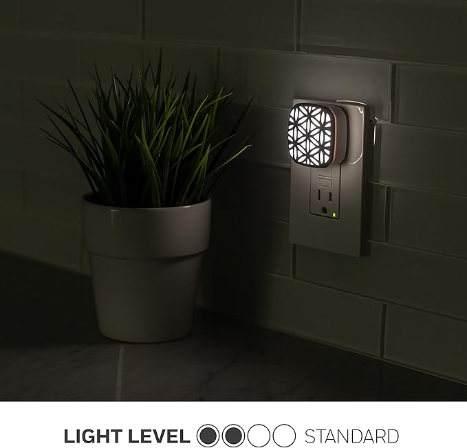 Lights by Night Decorative LED Night Light, Brushed Nickel Flower Design, Plug-in, Dusk to Dawn Sensor, UL-Certified, Home Decor, Ideal for Bedroom, Bathroom, Kitchen, Hallway, 54744, 2 Pack