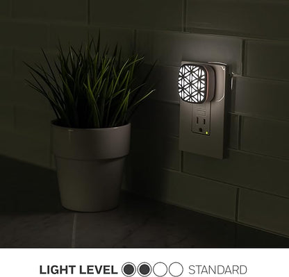Lights by Night Decorative LED Night Light, Brushed Nickel Flower Design, Plug-in, Dusk to Dawn Sensor, UL-Certified, Home Decor, Ideal for Bedroom, Bathroom, Kitchen, Hallway, 54744, 2 Pack