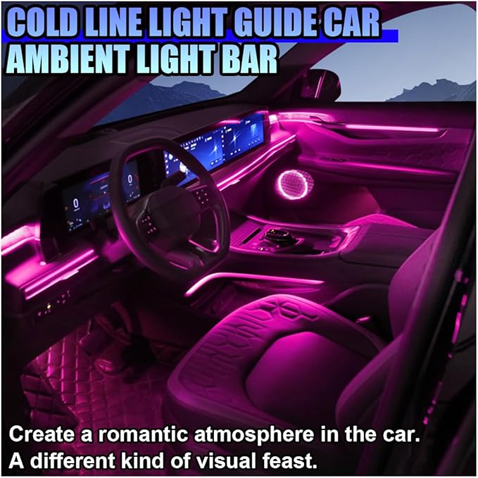 ZIMISI EL Wire Car Interior LED Strip Lights, 5V 16FT Neon Light Strip with Sewing Edge, USB Electroluminescent Car Interior Lights with Fuse Protection, Vehicle Ambient Lighting Decorations (Pink)
