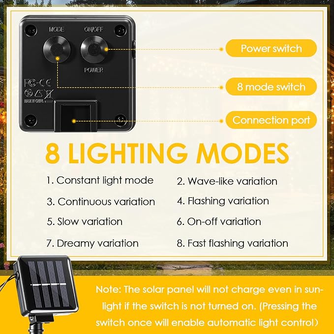 Mushroom Solar Lights for Garden Outdoor 50LED 23FT Solar Powered Garden String Lights Waterproof 8 Lighting Modes Decorative for Outside Pathway Yard Patio Lawn Mushroom Decoration