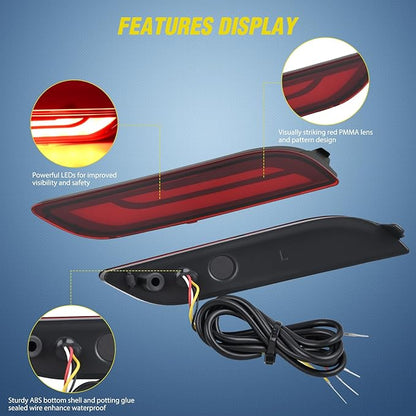 Nilight Rear Bumper Tail Light Compatible with 2018 2019 2020 2021 2022 2023 2024 2025 Toyota Camry Smoke Lens LED Reflector Rear Bumper Lamps Brake Turn Signal Sequential Flashing Driving Taillights