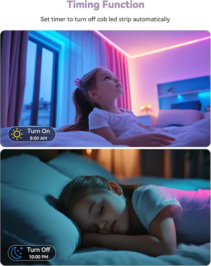MIWISE 5V USB RGB COB LED Strip Light,9.84ft/3m Tape Lights,RF & App Control,Music Sync,Ultra Bright Color Changing Lighting,UL-Listed,Cuttable & Flexible for Bedroom,Kitchen,Desk,Party,Home Decor