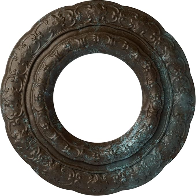 Ekena Millwork CM15LIBBS 15 3/8"OD X 7"ID X 1"P Lisbon Ceiling Medallion Fits Canopies Up to 7", Bronze Blue Patina
