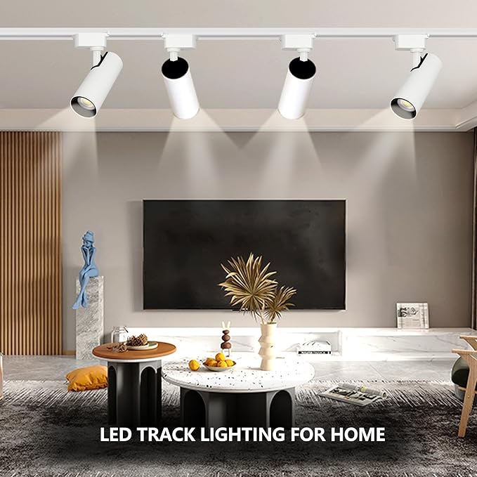 Ultra-Bright H Type White Track Lighting Kit with 13.1 FT Track Rails, 12 Heads 3000K Warm White 20W 2400lm, Dimmable Plug in LED Track Lights Modern Indoor Spotlight Fixture