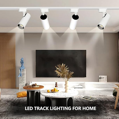 Ultra-Bright H Type White Track Lighting Kit with 13.1 FT Track Rails, 12 Heads 3000K Warm White 20W 2400lm, Dimmable Plug in LED Track Lights Modern Indoor Spotlight Fixture