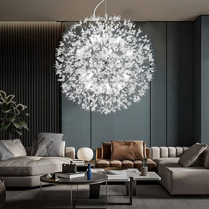 Modern Crystal Chandeliers 16-Light Chrome Dandelion Light Fixture,Firework Chandelier,Personalized Ceiling Hanging Lighting for Living Room,Dining Room,Kitchen,Bedroom Chandelier