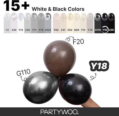 PartyWoo Black Balloons 145 pcs Different Sizes of 18 12 10 5 Inch Black Balloons Arch Kit Garland for Baby Shower Birthday Graduation Casino Gaming Anniversary Race Car Party Decorations Black-Y18