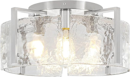 18.5'' Modern Brushed Nickel Semi Flush Mount Ceiling Light, Hallway Light Fixtures, 4-Light Glass Ceiling Lights for Entryway Kitchen Dining Room Foyer Bedroom Living Room Bathroom Lighting Fixtures