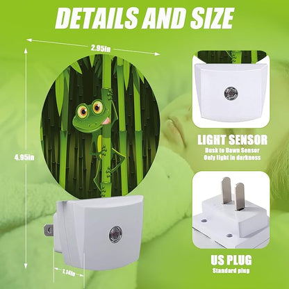 Cute Frog Night Light,Green Forest Night Lights Plug into Wall for Kitchens Toilets Bedroom Decorative Half Round Nightlight Led Lamp 0.5W Sleep Friendly