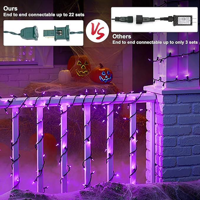 Brizled Purple String Lights, 33ft 100 LED Christmas Lights Outdoor, Connectable Purple String Light 120V UL Certified Christmas Tree Light, Indoor Xmas Light for Xmas Tree Easter Halloween Party Home