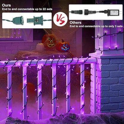 Brizled Purple String Lights, 33ft 100 LED Christmas Lights Outdoor, Connectable Purple String Light 120V UL Certified Christmas Tree Light, Indoor Xmas Light for Xmas Tree Easter Halloween Party Home