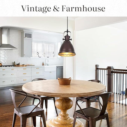 Brown Pendant Lights Kitchen Island 3 Pack, Vintage Pendant Light, 6.5’’ Farmhouse Light Fixtures, Adjustable Height, Pendant Lighting for Dining Room, Living Room, Sink, Bar