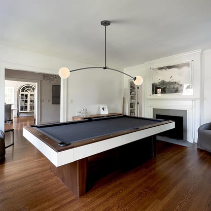 Mid Century Black Sputnik Chandelier Contemporary L45” 2 Lights Milk Glass Globe Ceiling Pendant Lighting Fixture for Kitchen Island Dining Room Home Office Bar