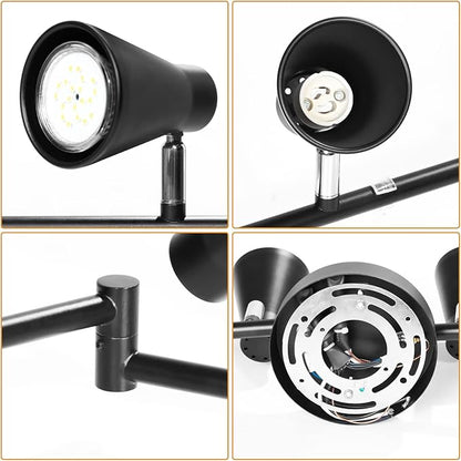 LABOREDUCER Flexible Track Lighting Fixture, Foldable Ceiling Spot Light with Adjustable 8 Light Heads, GU10 Track Light Kit for Kitchen Bedroom Living Room Matte Black (Bulbs Not Included)