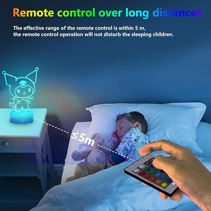 16 Colors Night Light 3D Illusion Table Lamp with Touch & Remote Control LED Lamp Kawaii Anime Led Light Cute Desk Lamp for Artwork Decor Christmas Halloween Birthday Decoration Gifts