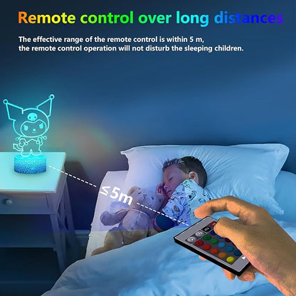 16 Colors Night Light 3D Illusion Table Lamp with Touch & Remote Control LED Lamp Kawaii Anime Led Light Cute Desk Lamp for Artwork Decor Christmas Halloween Birthday Decoration Gifts